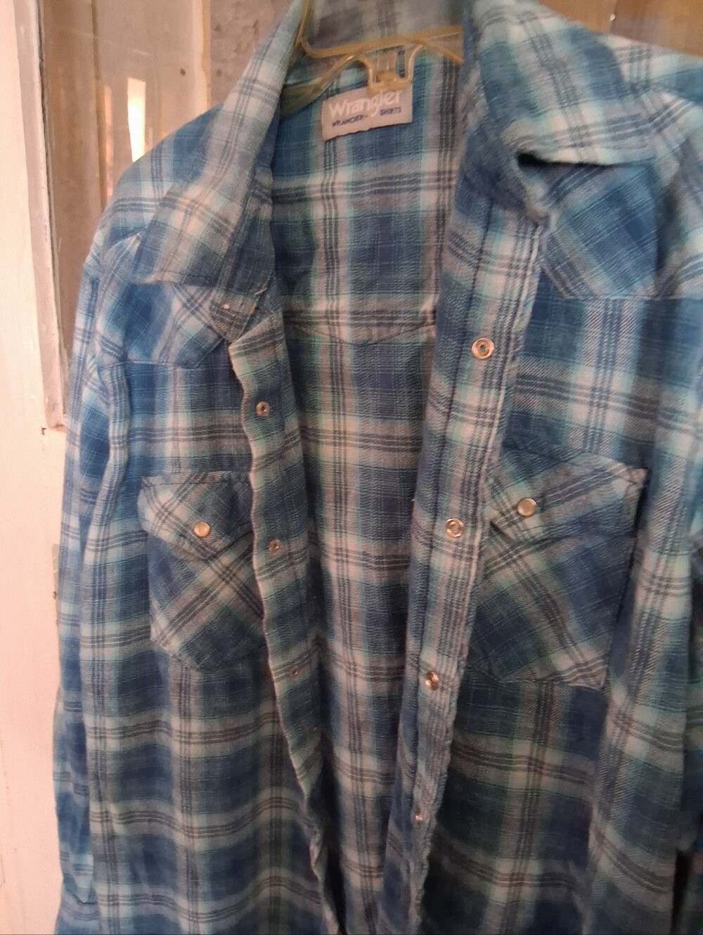 Wrangler Light Blue Plaid Men's Shirt Jacket